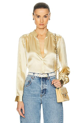 Bianca Band Collar Blouse | FWRD 