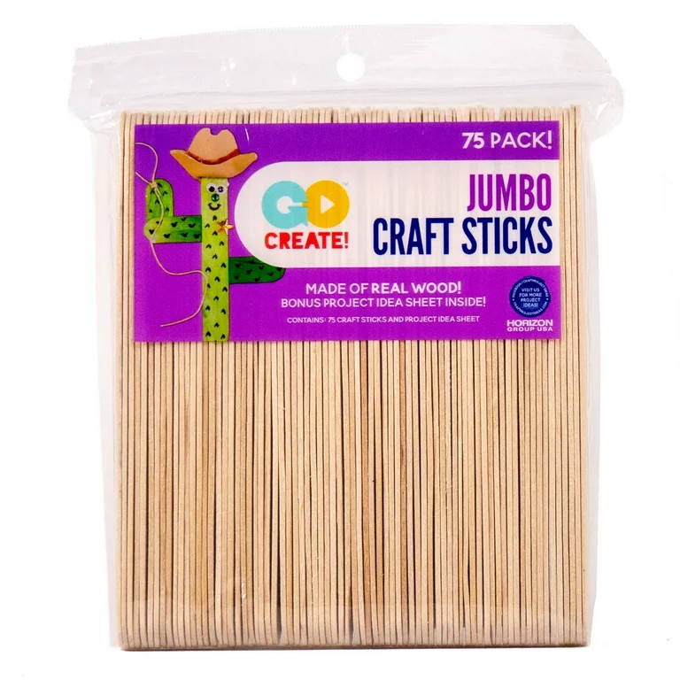 Go Create Jumbo Wood Craft Sticks, 75-Pack Real Wood Craft Sticks | Walmart (US)