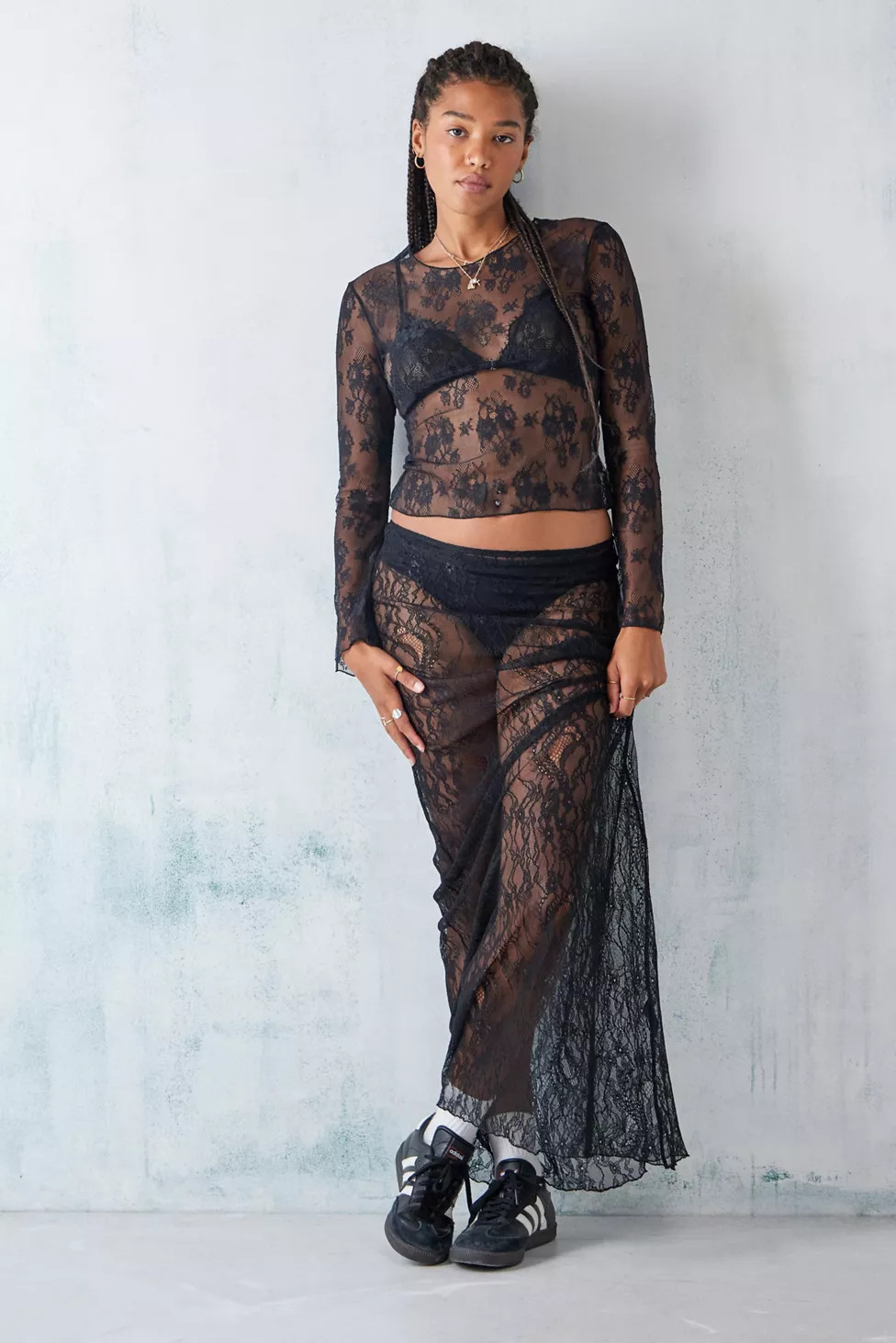 Wild Lovers Millie Long Sleeve Lace Top | Urban Outfitters (US and RoW)