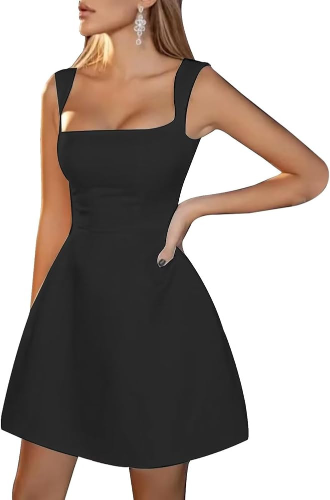 Satin Homecoming Dresses for Teens Square Neck Short A Line Prom Dress for Women Simple Mini Part... | Amazon (US)