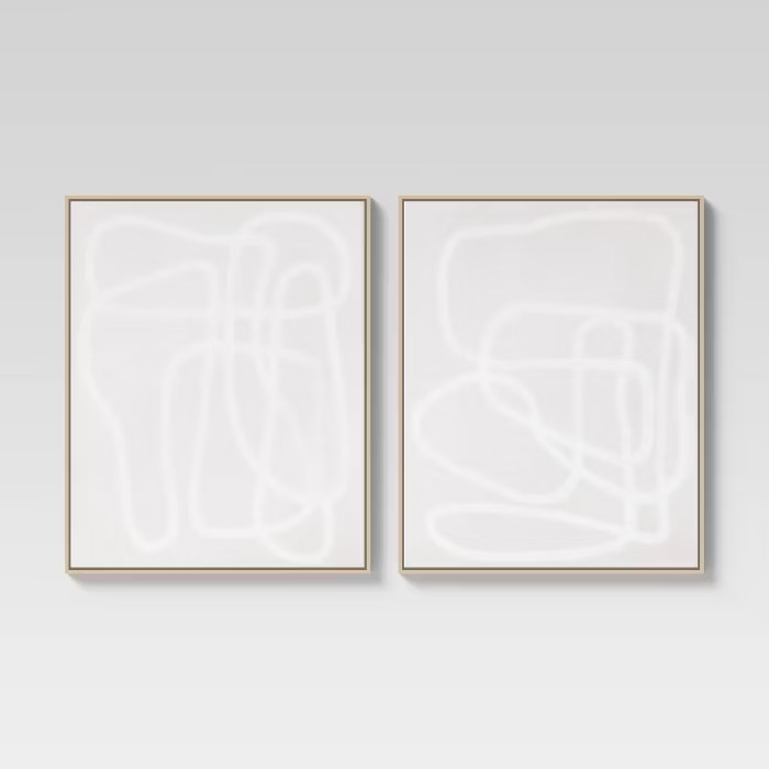 (Set of 2) 24" x 30" Line Drawing Wall Canvases Gray/White - Threshold™ | Target