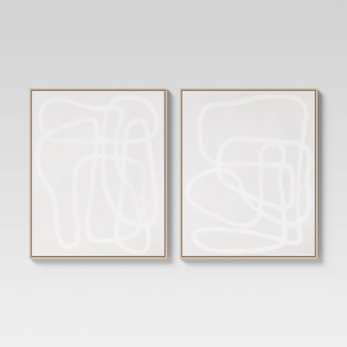 (Set of 2) 24" x 30" Line Drawing Wall Canvases Gray/White - Threshold™ | Target