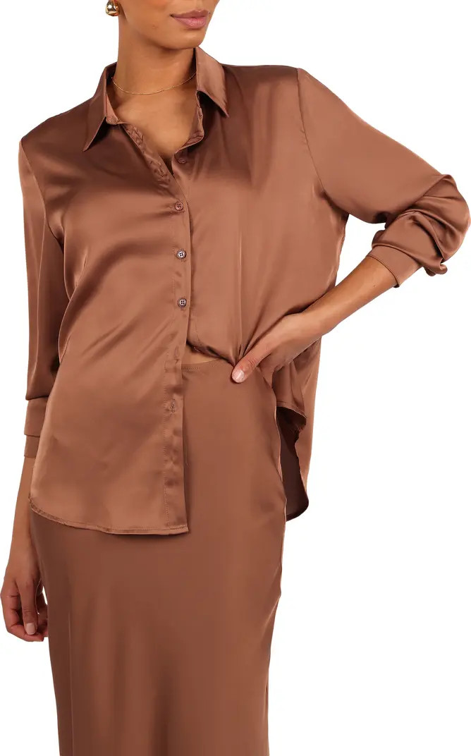 Narissa Satin Button-Up Shirt | Nordstrom