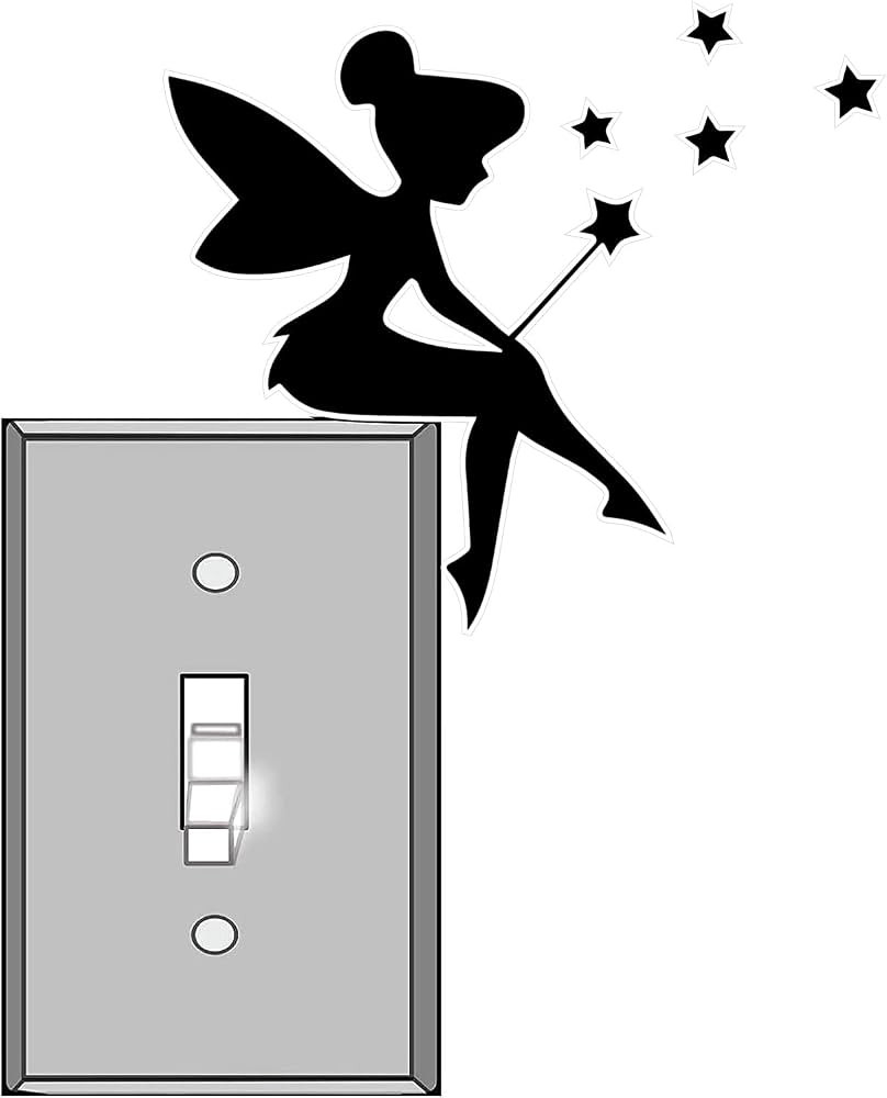 Cute Fairy Lightswitch Vinyl Decal Stickers – 2-Pack Cute Fairy Silhouette Wall Stickers for Ou... | Amazon (US)