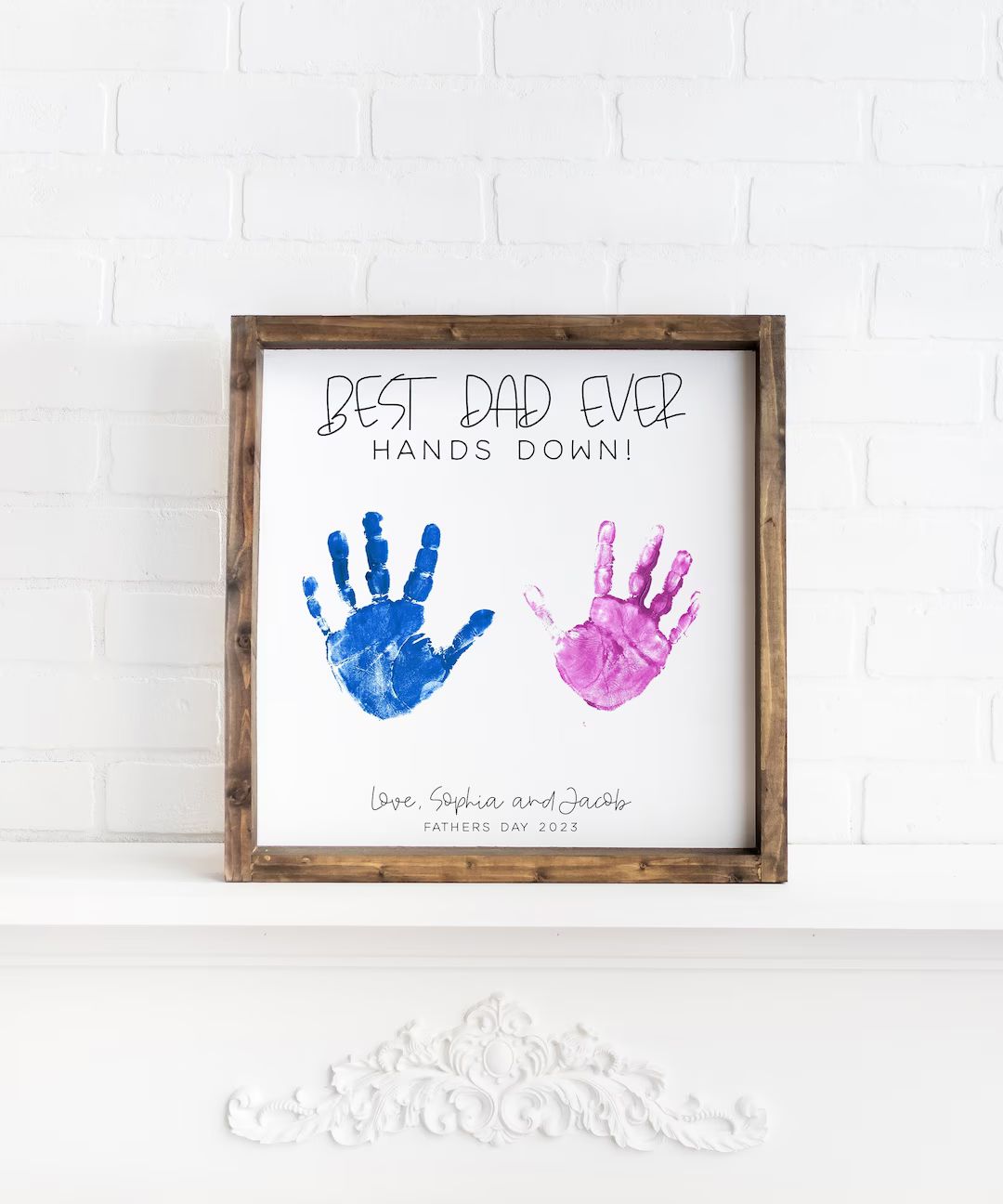 DIY handprint sign, Personalized gift from kids, Best dad ever hands down sign, DIY fathers day s... | Etsy (US)