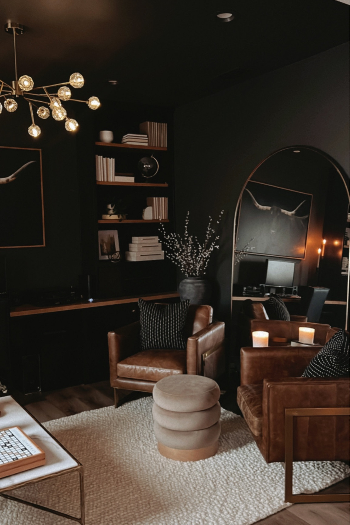 Moody vibe rooms are HOT this year! Paint is Urbane Bronze by Sherwin Williams. Tip: paint all walls including trim and ceiling for a very modern moody room!

#LTKstyletip #LTKhome