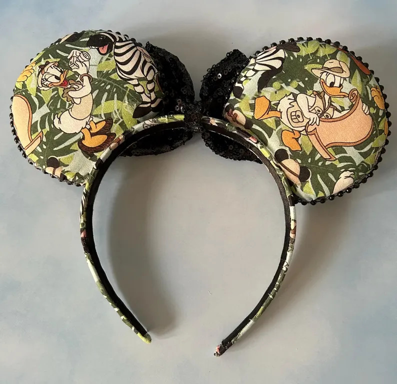 Animal Kingdom Inspired Safari Time Mickey and Minnie Mouse Ears, Animal Kingdom Safari Ear Headb... | Etsy (US)