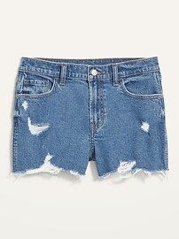 Mid-Rise Boyfriend Distressed Cut-Off Jean Shorts for Women - 3 inch inseam | Old Navy (US)