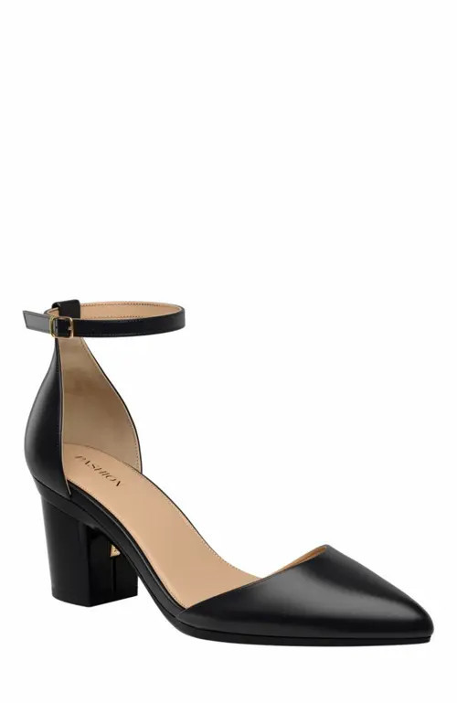 Pashion Footwear The D'Orsay 3"" Block Heel in Coal Leather at Nordstrom, Size 9.5 | Nordstrom