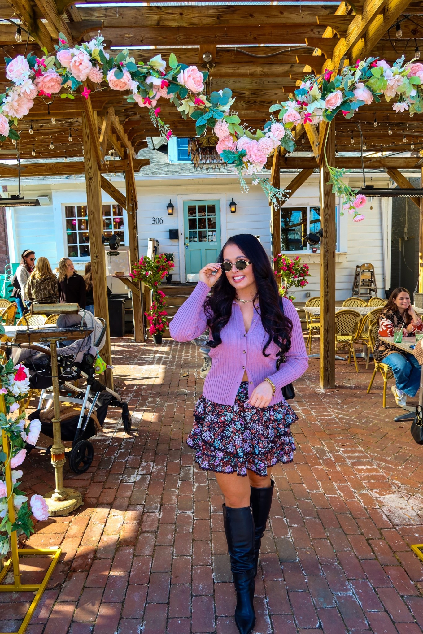 Under $20 Amazon floral skirt (medium), under $30 Amazon  knit cardigan (small), under $40 black pointed toe leather boots (tts) #founditonamazon

#LTKSpringSale #LTKSaleAlert