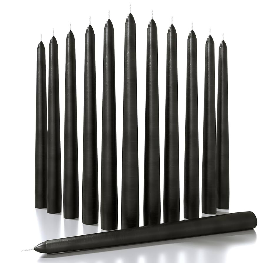 CANDWAX 10 inch Taper Candles - Set of 12 - Unscented - Black Tapered Candle Sticks - Perfect for... | Amazon (US)