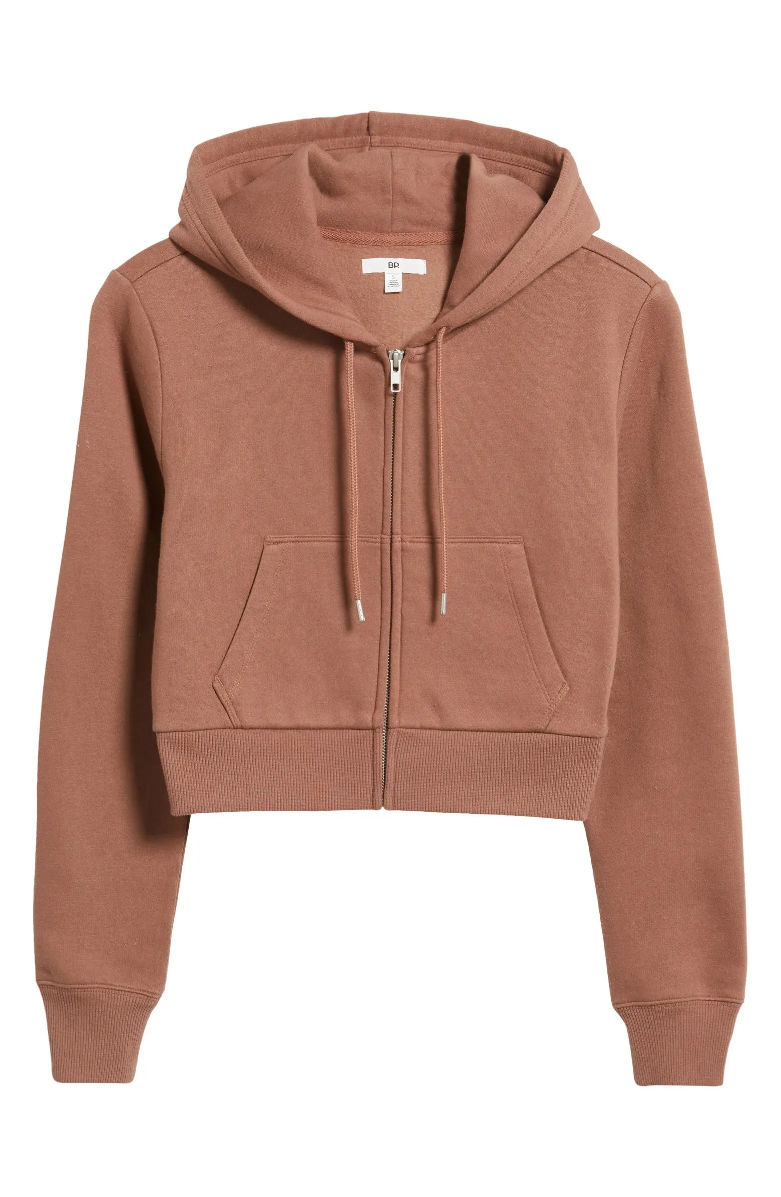 Crop Cotton Blend Zip-Up Hoodie | Nordstrom