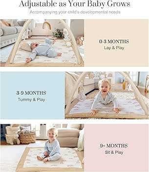 Washable Tummy Time Mat, Baby Play Gym with 6 Featured Toys and 12 Milestone Cards, Baby Gym for ... | Amazon (US)