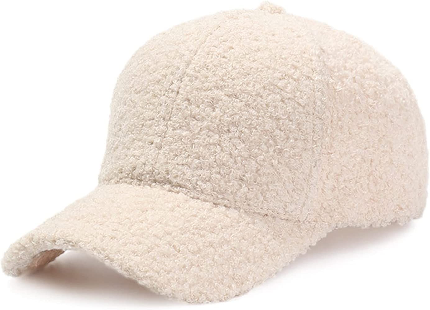 Warm-Winter Baseball-Caps Teddy-Fleece Faux-Lamb-Wool Hip-Hop Cap for Men Women | Amazon (US)