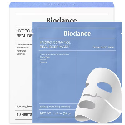 Biodance Hydro Cera-Nol Real Deep Overnight Mask (4 Sheets x 1.19 oz.) Face Sheet Masks for Soothing, Moisturizing, Nourishing | Target