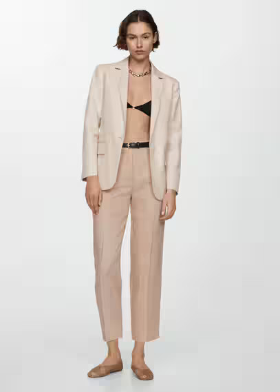 MANGO - 100% linen straight pants beige - 20 - Women | MANGO (US)