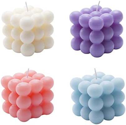 4 Bubble Candle Cube Soy Wax Candles, Aesthetic Home Decor Candle, Scented Candle Set 4 Pieces, Deco | Amazon (US)