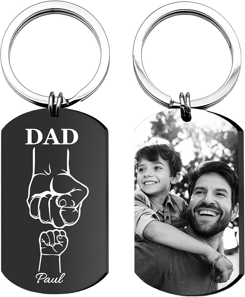 Easycosy Fathers Day Dad Gifts Custom Photo Keychain |Gifts Box Included| Personalized Picture Ke... | Amazon (US)