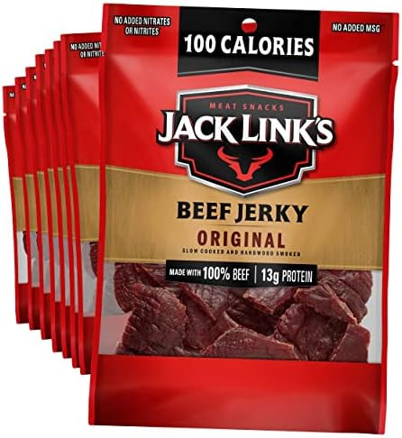 Jack Link's Beef Jerky, Original - Flavorful Meat Snack for Lunches, Ready to Eat - 7g of Protein, M | Amazon (US)