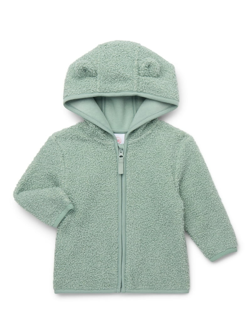 Wonder Nation Baby and Toddler Teddy Fleece Jacket with Hood, Sizes 12M-5T | Walmart (US)