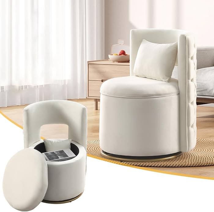 Swivel Accent Chair,Velvet Round Storage Sofa Club Upholstered Barrel Modern Arm Chair for Nurser... | Amazon (US)