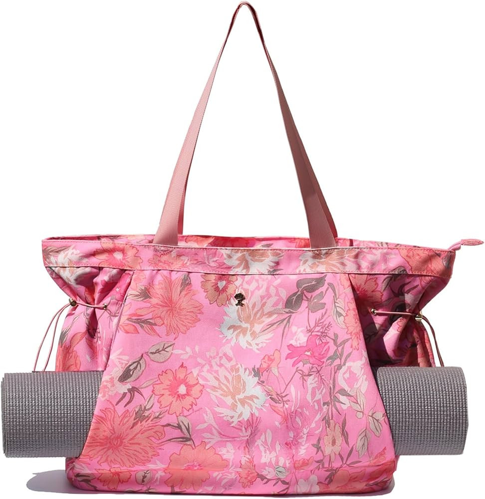 ESVAN Yoga Tote Bag for Women Shoulder Bags Drawstring for Office Workout Travel Carryall Pilates... | Amazon (US)