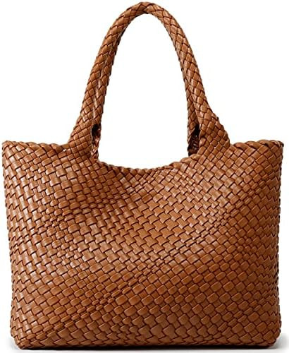 Queenoris Woven Bag for Women, Fashion Top Handle Shoulder Handbag Vegan Leather Shopper Purses L... | Amazon (US)
