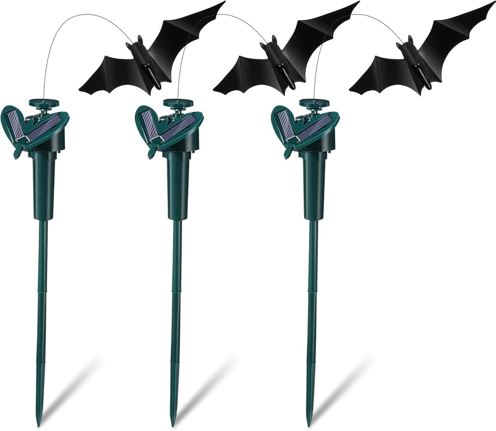 VIHOSE 3 Pack Halloween Bat Solar Decorative Bat Garden Stakes Decorative Outdoor Solar Stick for... | Amazon (US)