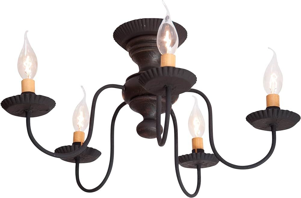 Irvin's Tinware, 9183TBOR, 5 Light Thorndale Ceiling Light in Black, Wood Primitive Country Light... | Amazon (US)