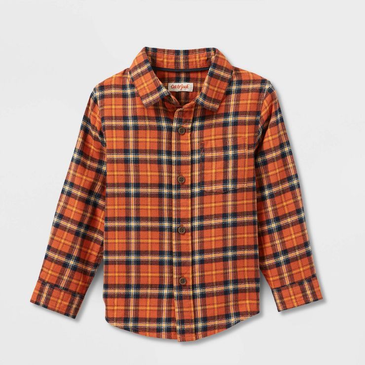 Toddler Boys' Long Sleeve Flannel Button Up Shirt - Cat & Jack™ | Target