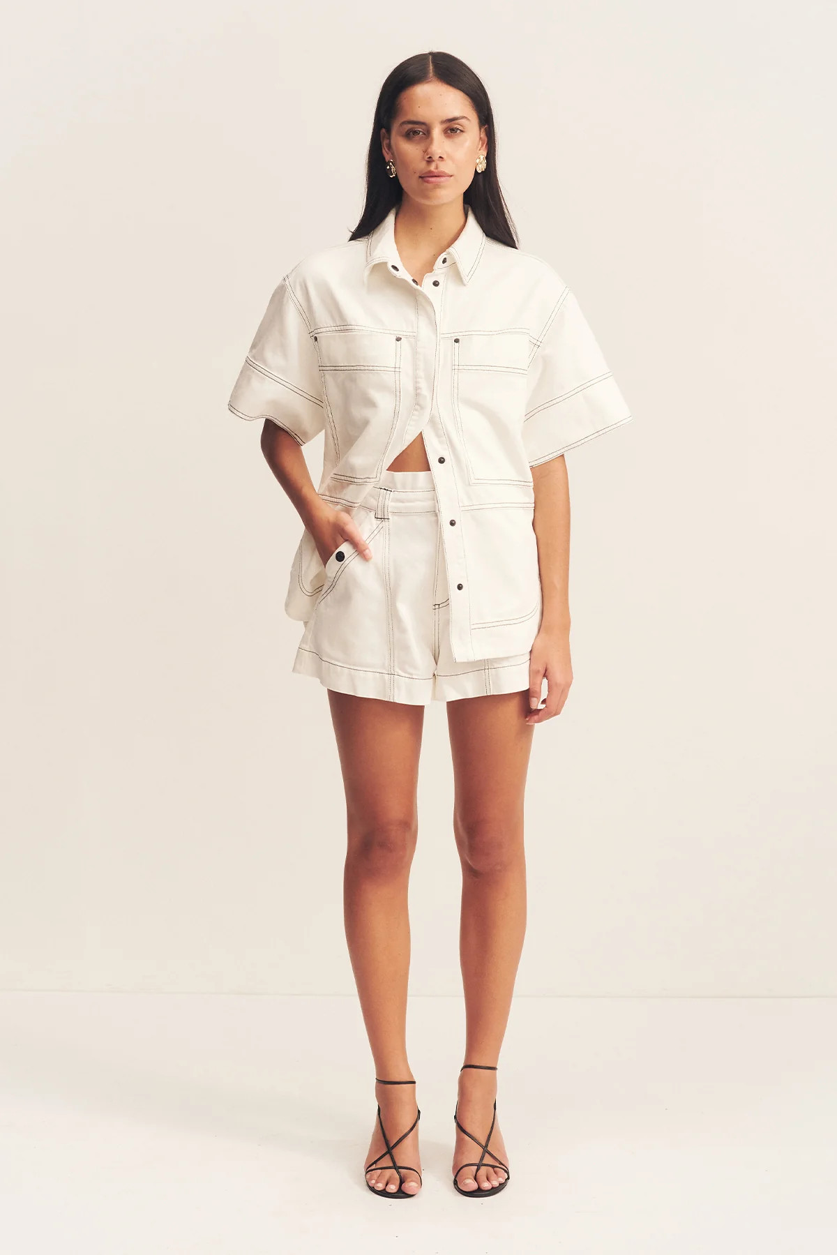 Hana High Waisted Flared Short | Ivory | Shorts | Shona Joy | Shona Joy