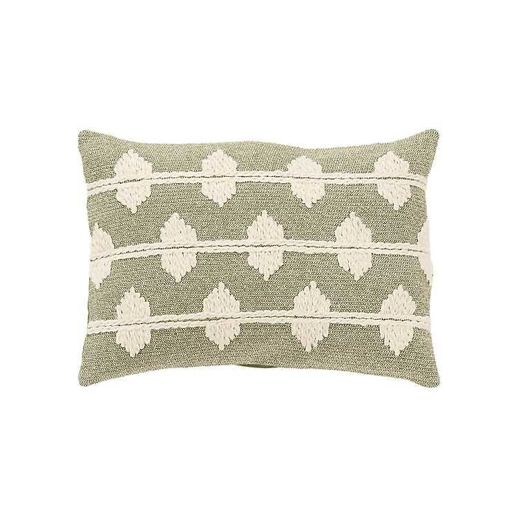 New! Green Heathered Embroidered Diamond Throw Pillow | Kirkland's Home