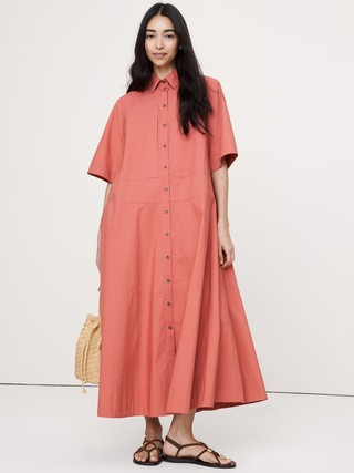 Cotton Poplin Trapeze Maxi Shirt Dress | Banana Republic (US)