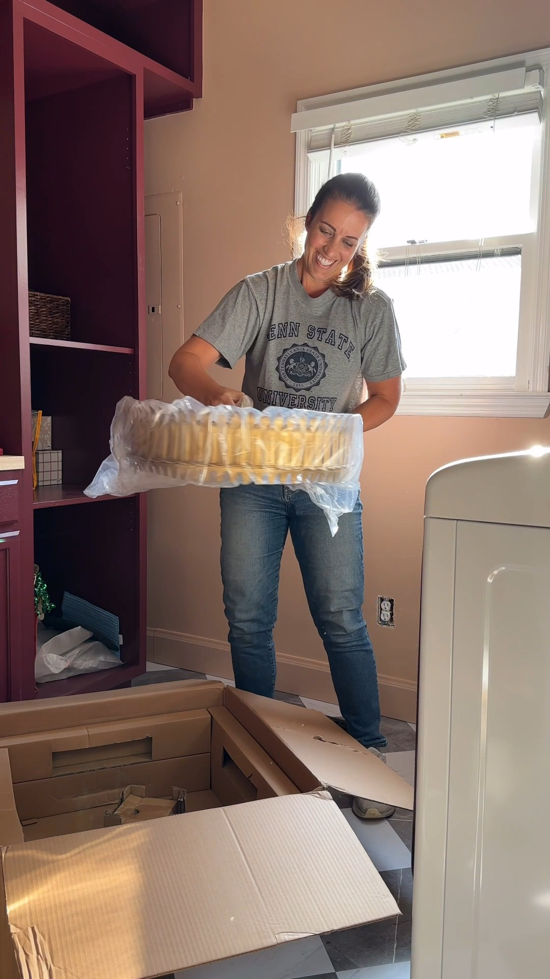 Laundry updates and sneak peek at the new light fixture from @Lighting Design it’s so good! The reveal, still shots and close ups of the light coming next! #laundryroommakeover #laundryroomideas #customcabinets #luxurylighting

#LTKHome