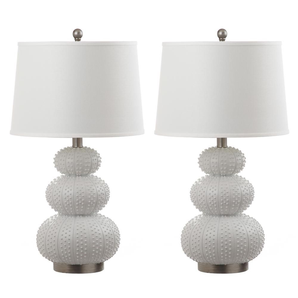 Safavieh Rita 28.5 in. White Beaded Table Lamp with Off-White Shade (Set of 2) LIT4399A-SET2 - Th... | The Home Depot
