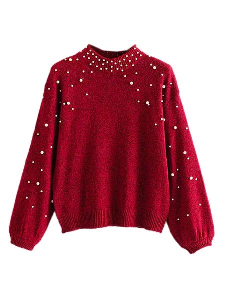 'Sabah' Pearl Studded Mock Neck Sweater (2 Colors) | Goodnight Macaroon