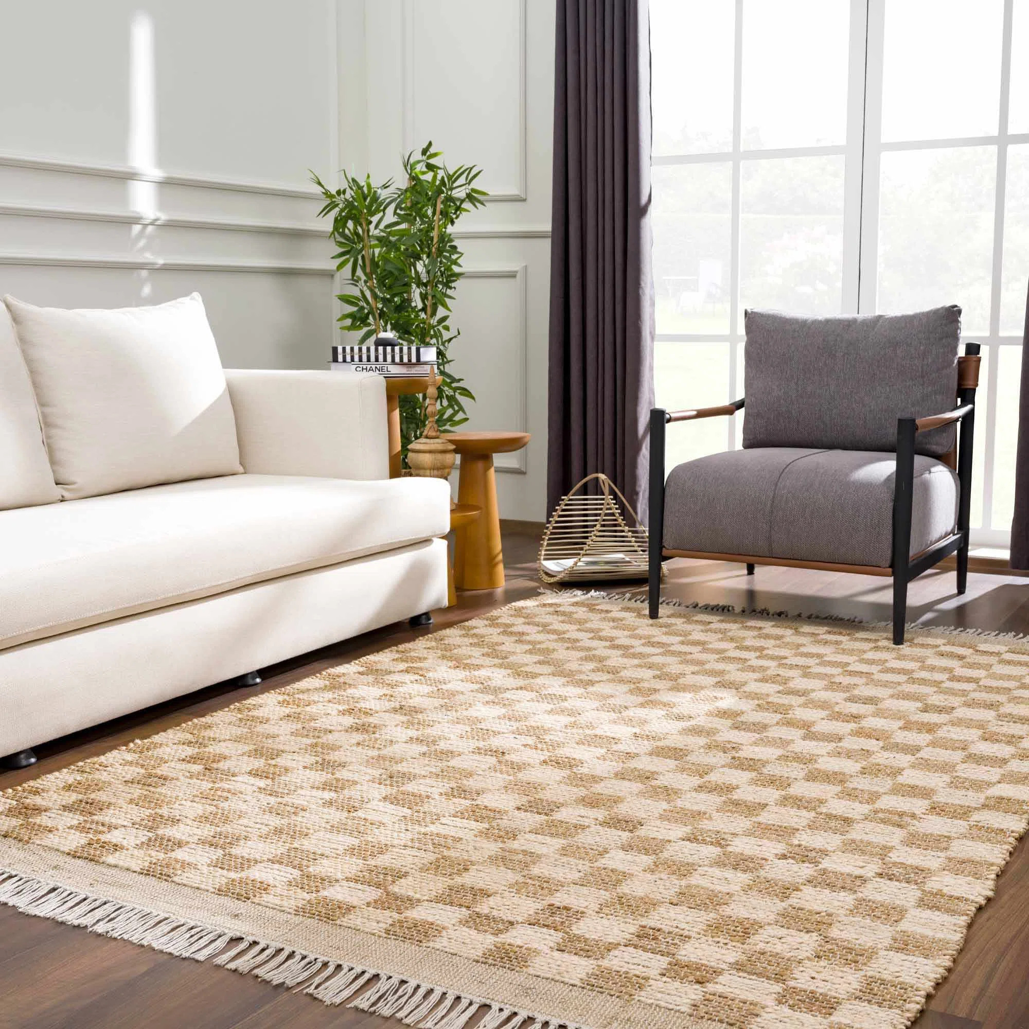 Hokku Designs Anahid Checkered Hand Loomed Jute Area Rug in Brown | Wayfair | Wayfair North America