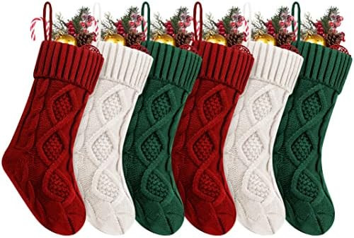 Fesciory Christmas Stockings, 6 Pack 14" Large Knit Stocking & Decor for Family Holiday Xmas Part... | Amazon (US)