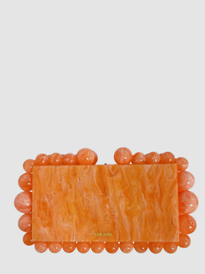 $343 Cult Gaia Women's Orange Acrylic Eos Beaded Purse Box Clutch Hand Bag | eBay US