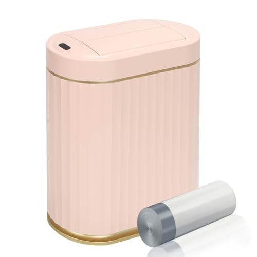 ELPHECO Bathroom Trash Can with Lid Butterfly, Motion Sensor Trash Can Bathroom Decor Automatic Garbage Can Wastebasket Bathroom Accessories, Kitchen, Living Room, Office, Pink Gold | Amazon (US)