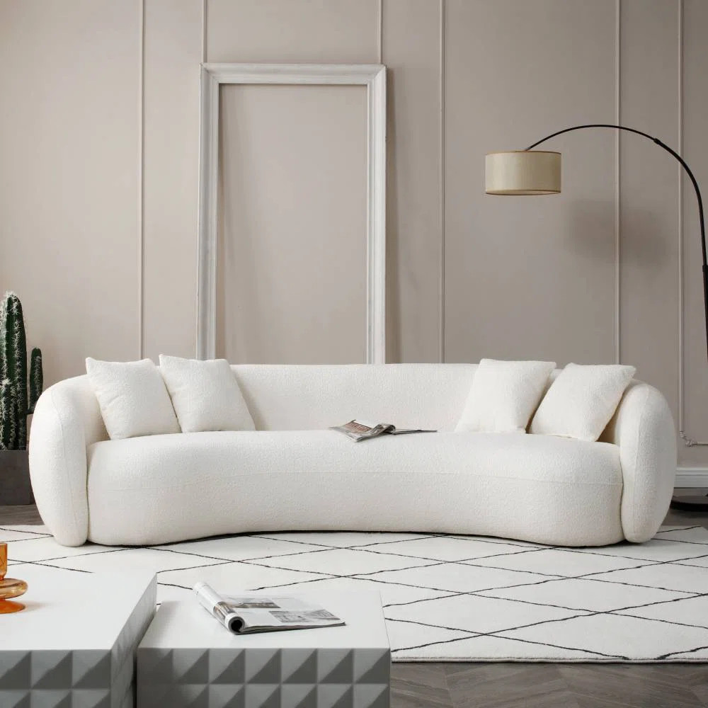 Shaleine 101.4" Curved Sofa, Mid Century Modern Half Moon Living Room Sofa | Wayfair North America