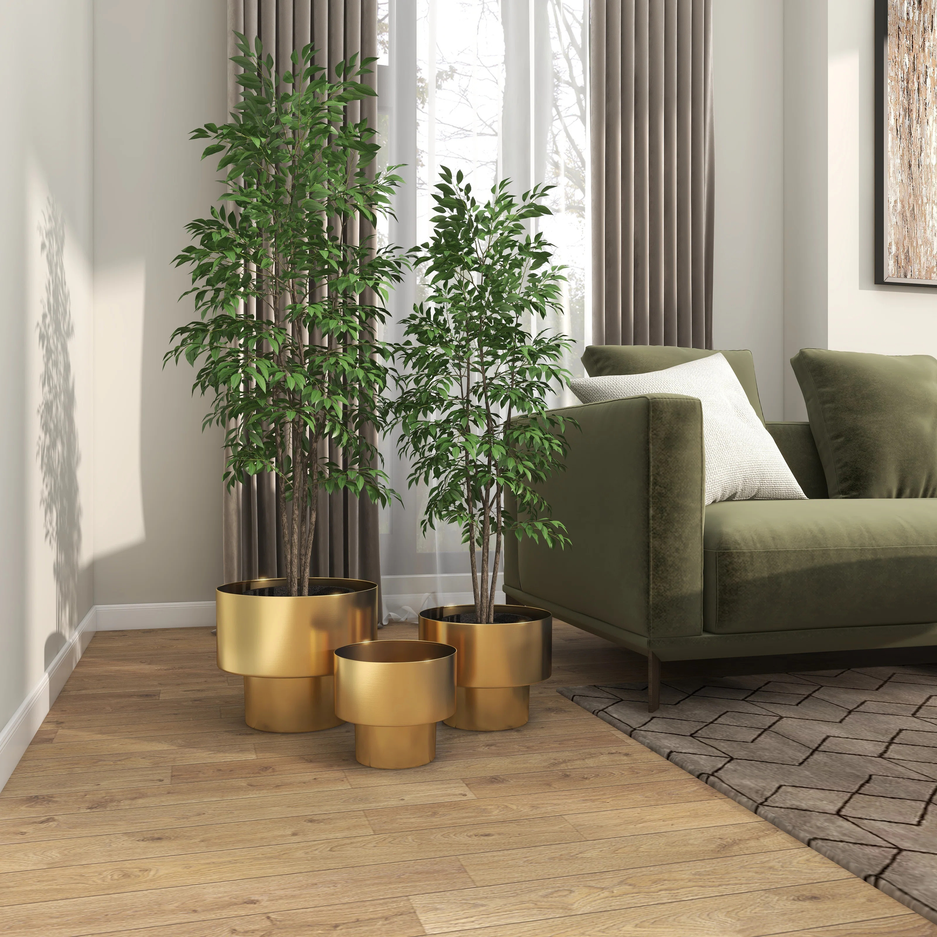 Ensemble de cache-pots en métal 3 pièces Esley | Wayfair North America