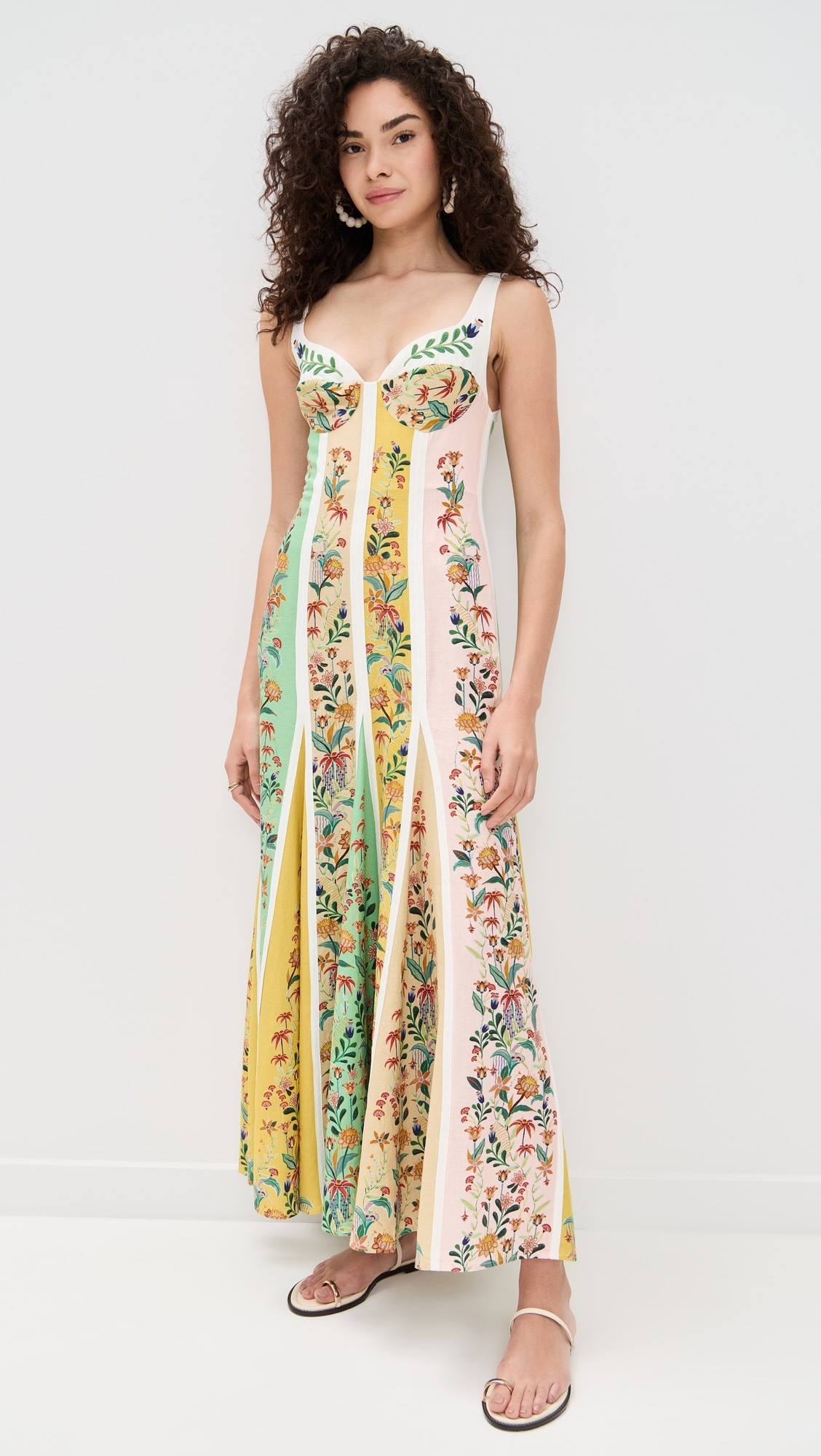 FARM Rio Delicate Floral Stripes Multicolor Sleeveless Gore Dress | Shopbop | Shopbop