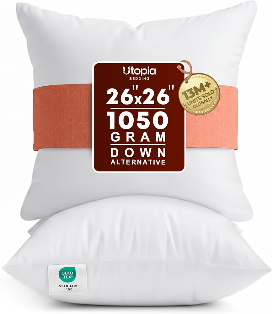 Utopia Bedding 26x26 Pillow Inserts, White Throw Pillows for Couch, 2 Pack | Amazon (US)