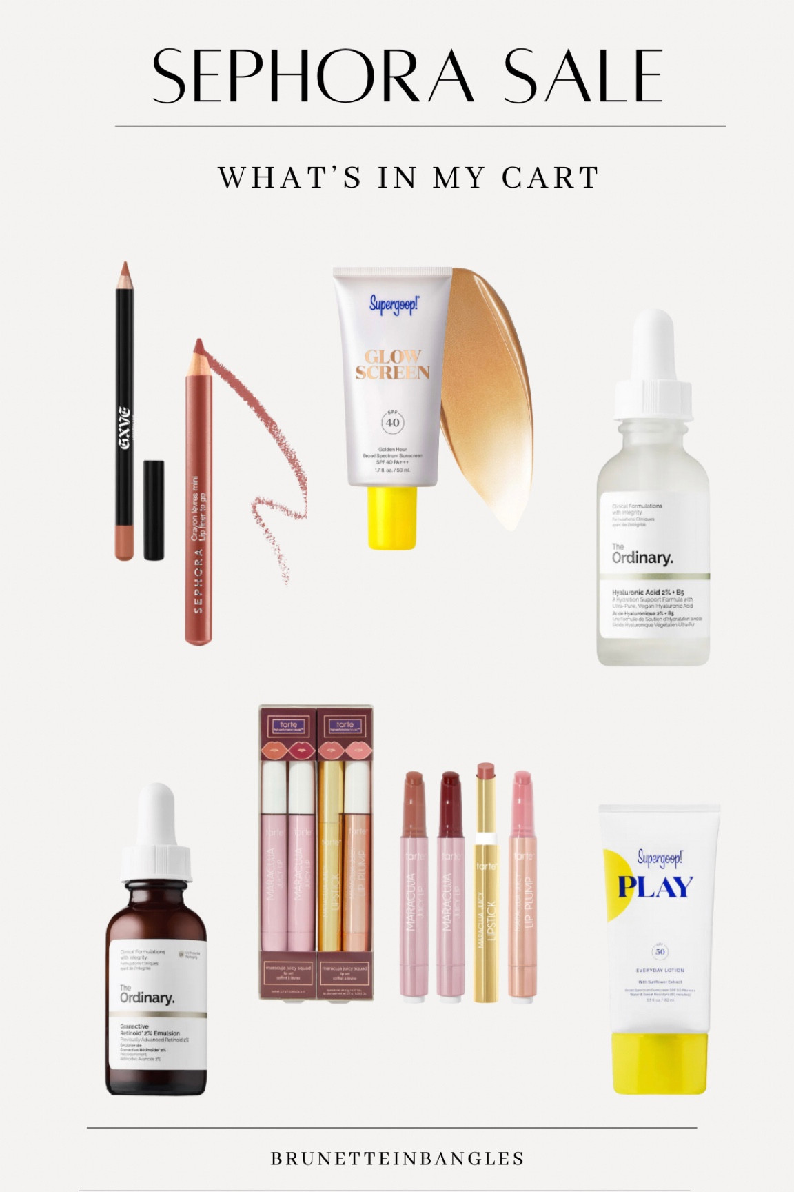 Sephora beauty sale. SPF skincare, lip liner, the ordinary retinol, hyaluronic acid serum, Tarte cult favorite lip gloss! Beauty product finds. Sale alert.  

#LTKbeauty #LTKunder50 #LTKsalealert