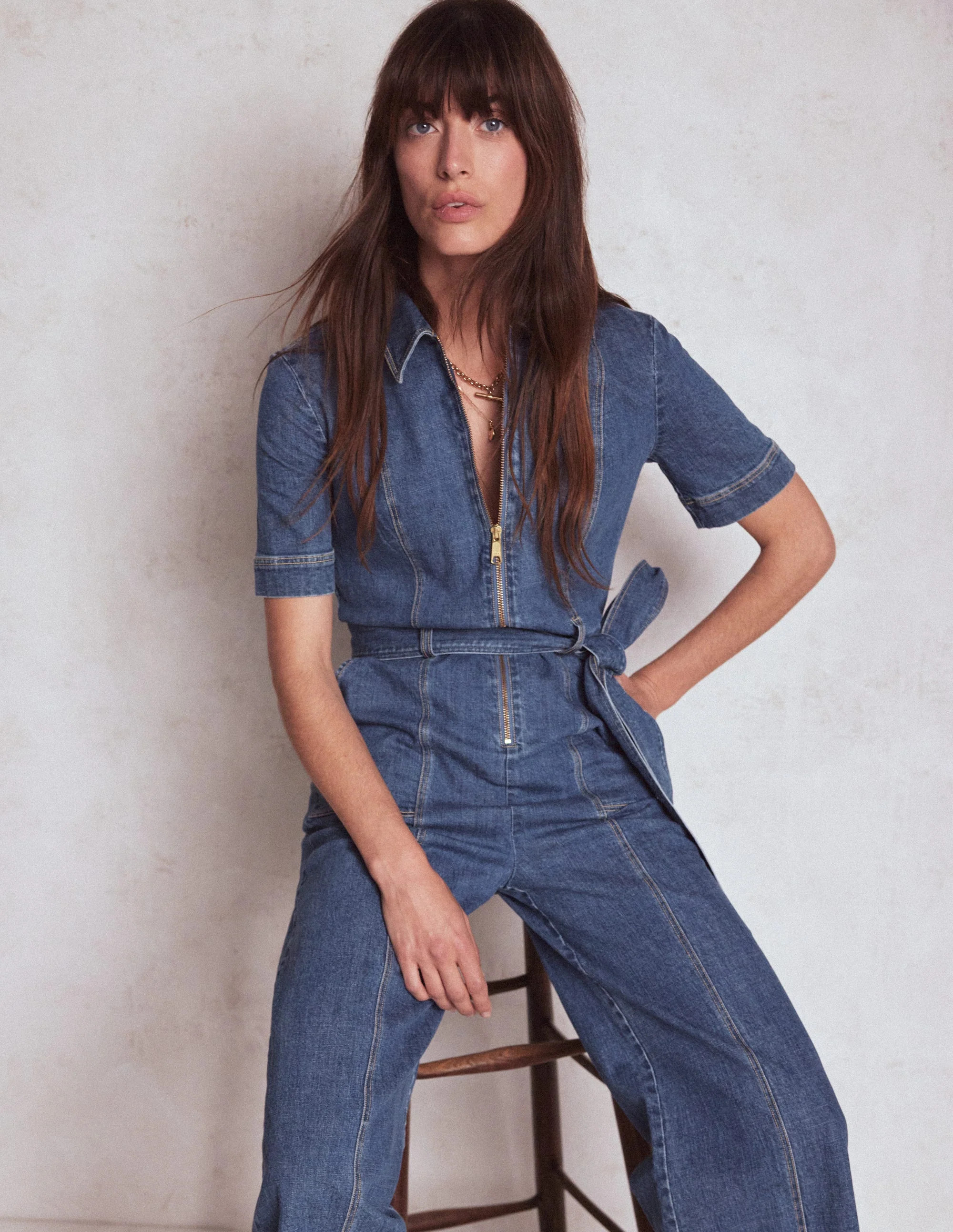 Zip Up Denim Jumpsuit Mid Vintage Women Boden | Boden (US)