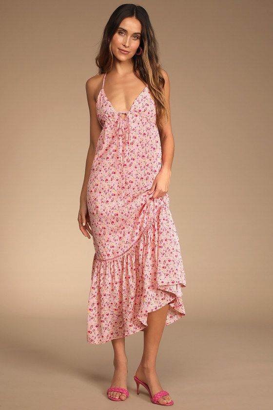 Way Too Darling Pink Floral Print Sleeveless Maxi Dress | Lulus (US)