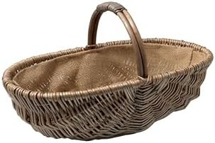 Arthur Cameron Antique Wash Oval Lined Wicker Basket - Veg Trug Basket with Handle | Amazon (UK)