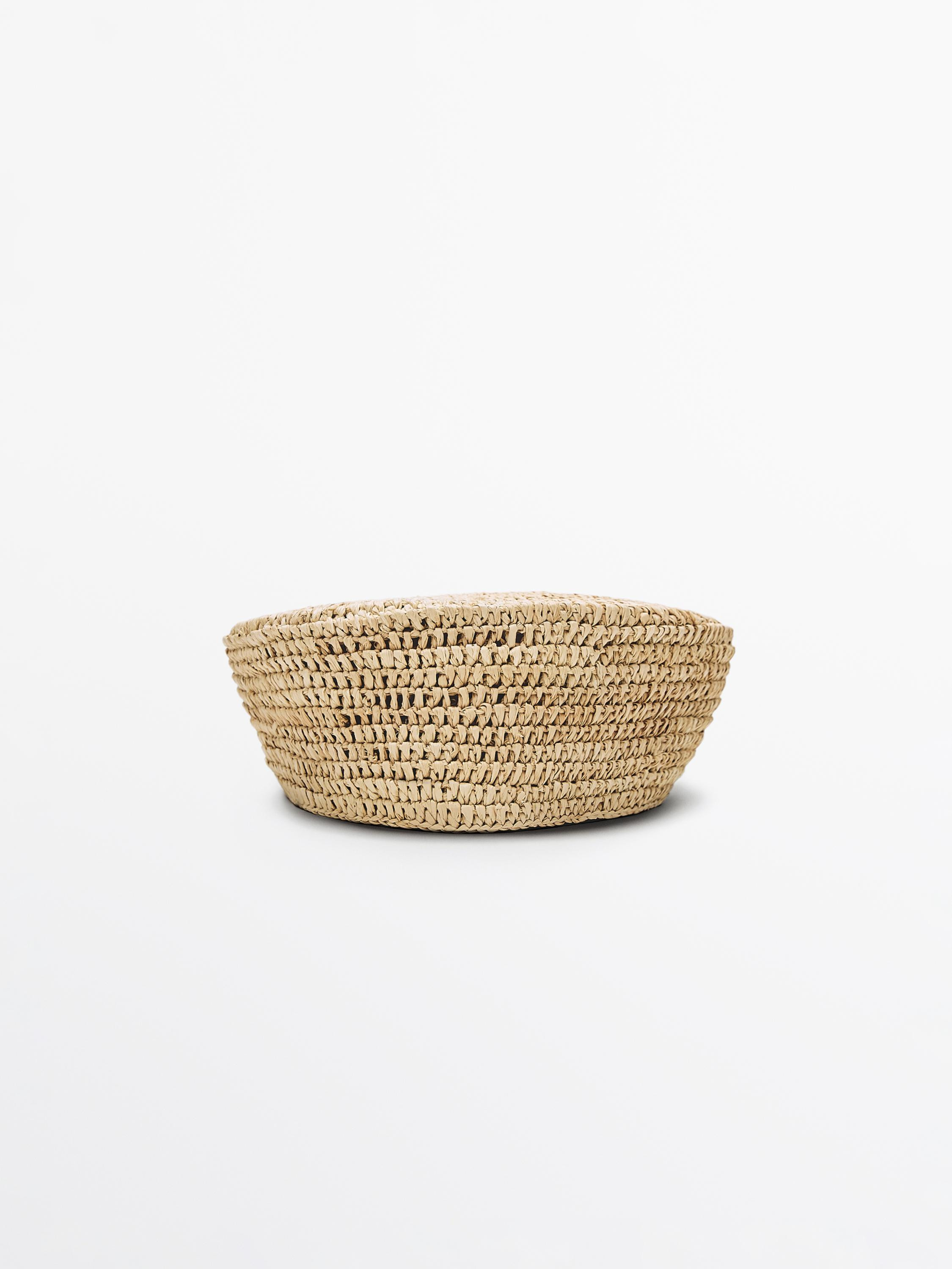 100% raffia skullcap hat | Massimo Dutti UK