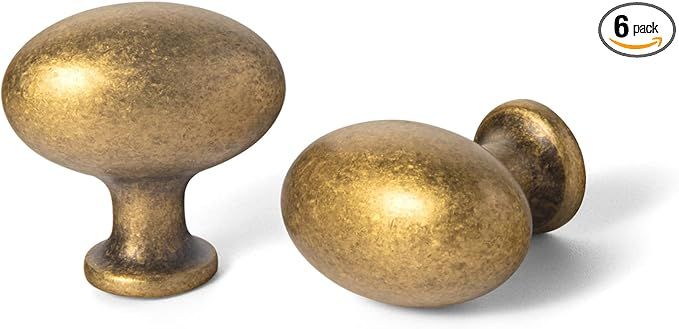 Goo-Ki 1.2Inch(36MM) Oval Antique Brass Cabinet Knobs, Zinc Alloy for Drawer Knobs for Dresser Cu... | Amazon (US)